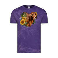 Cloud Purple brahman bull with sunflowers Vintage Tee - RanaPortraitStore