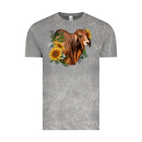Cloud Rock brahman bull with sunflowers Vintage Tee - RanaPortraitStore