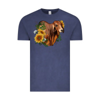 Vintage Denim brahman bull with sunflowers Vintage Tee - RanaPortraitStore
