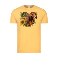 Vintage Mustard brahman bull with sunflowers Vintage Tee - RanaPortraitStore
