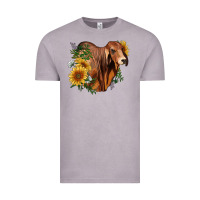 Brahman Bull With Sunflowers Vintage Tee | Teevron