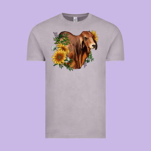 Brahman Bull With Sunflowers Vintage Tee Designed By Ranaportraitstore