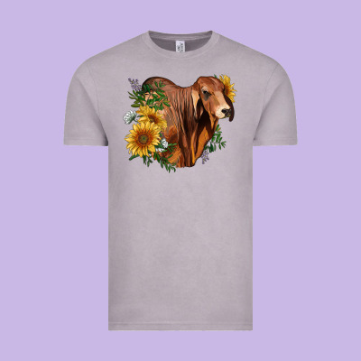 Brahman Bull With Sunflowers Vintage Tee Designed By Ranaportraitstore