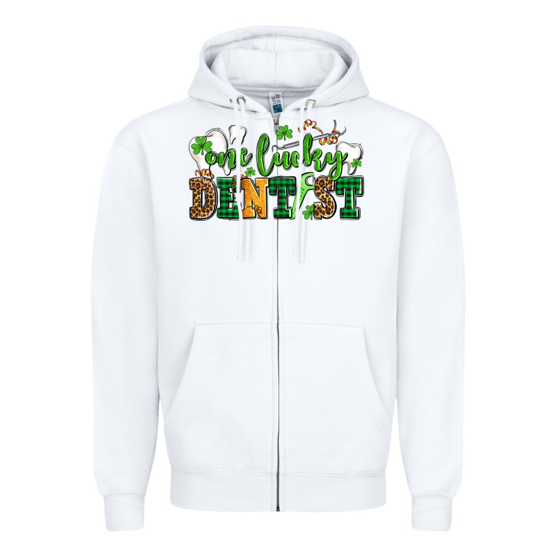 St Patricks Day One Lucky Dentist Zipper Hoodie by AdoDesignShop | Teevron