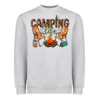 Heather Grey camping life Heavyweight Sweatshirt - texasbilliewilder