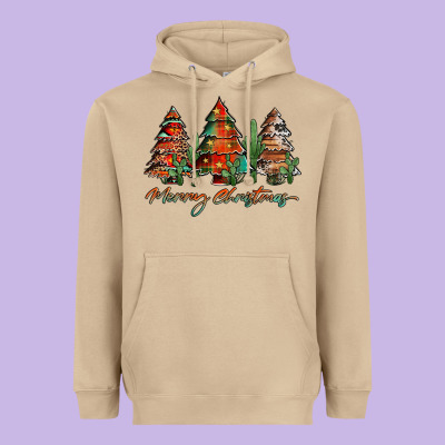 Western Christmas Trees Merry Christmas Heavyweight Hoodie Designed By Jasminsmagicworld