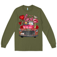 Army Green valentine's day truck love bird letter Long Sleeve Tee - FaDigitalArtStudio