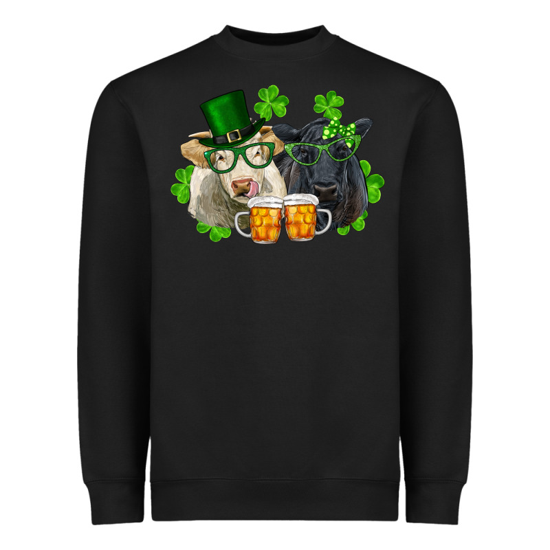 St. Patrick's Day Charolais And Black Angus Cows Heavyweight Sweatshirt by RanaPortraitStore | Teevron
