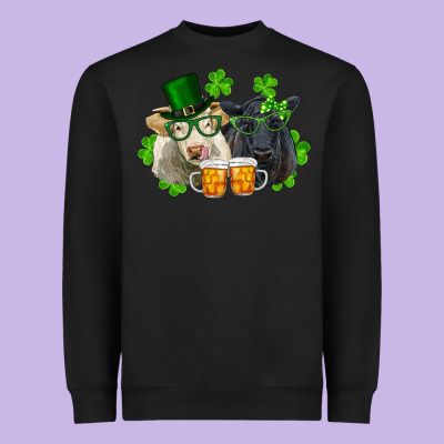 Heavyweight Sweatshirt St. Patrick's Day Charolais And Black Angus Cows