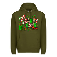 Army Green Candy Cane Crew Premium Hoodie - MaliasSmallBusiness