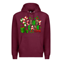Burgundy Candy Cane Crew Premium Hoodie - MaliasSmallBusiness