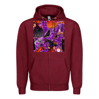 Burgundy halloween witch seamless pattern Zipper Hoodie - BundleAndBundleShop
