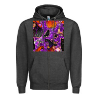 Charcoal Heather halloween witch seamless pattern Zipper Hoodie - BundleAndBundleShop