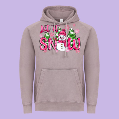 Vintage Hoodie pink christmas let it snow
