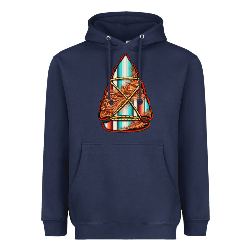 Turquoise Serape Tooled Leather Arrowhead Heavyweight Hoodie by Jasminsmagicworld | Teevron