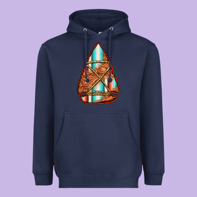 Turquoise Serape Tooled Leather Arrowhead Heavyweight Hoodie Designed By Jasminsmagicworld