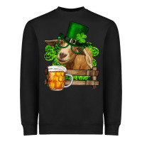Black St. Patrick's Day Goat And Beer Heavyweight Sweatshirt - RanaPortraitStore