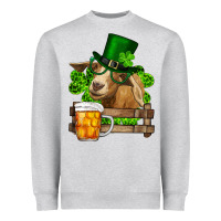 Heather Grey St. Patrick's Day Goat And Beer Heavyweight Sweatshirt - RanaPortraitStore