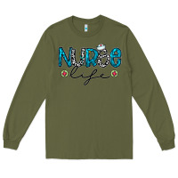 Army Green Nurse life Long Sleeve Tee - CowhideDigitalArt