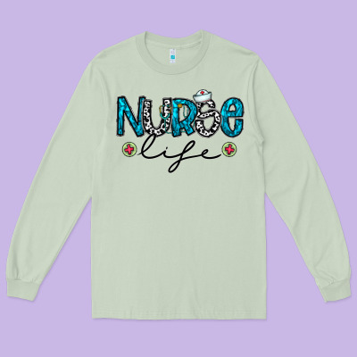 Nurse Life Long Sleeve Tee Designed By Cowhidedigitalart