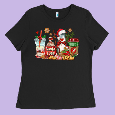 Santa Fuel Coffee Cups Ladies Tee Designed By Adodesignshop