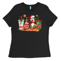 Black santa fuel coffee cups Ladies Tee - AdoDesignShop