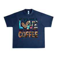 Navy all you need is love and a good cup of coffee Urban Heavy Tee - Zillion Design Studio