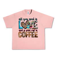Salmon all you need is love and a good cup of coffee Urban Heavy Tee - Zillion Design Studio