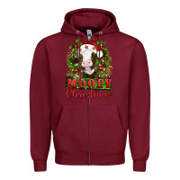 Burgundy Mooey christmas Zipper Hoodie - Artiststas