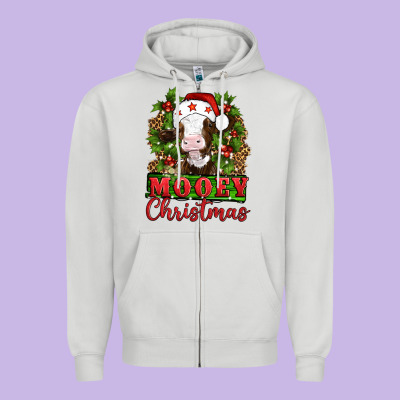 Mooey Christmas Zipper Hoodie Designed By Artiststas