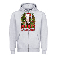 Heather Grey Mooey christmas Zipper Hoodie - Artiststas