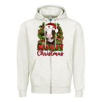 Oatmeal Heather Mooey christmas Zipper Hoodie - Artiststas