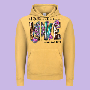 Western Let All That You Do Be Done In Love With G Vintage Hoodie Designed By Texasbilliewilder