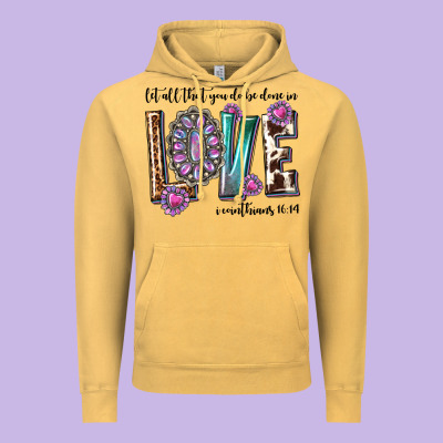 Western Let All That You Do Be Done In Love With G Vintage Hoodie Designed By Texasbilliewilder