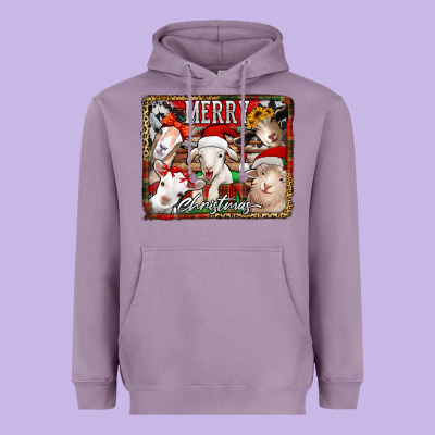 Merry Christmas Goats Heavyweight Hoodie Designed By Jasminsmagicworld