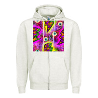 Oatmeal Heather halloween thunders seamless pattern Zipper Hoodie - BundleAndBundleShop