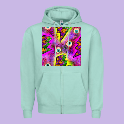 Halloween Thunders Seamless Pattern Zipper Hoodie Designed By Bundleandbundleshop