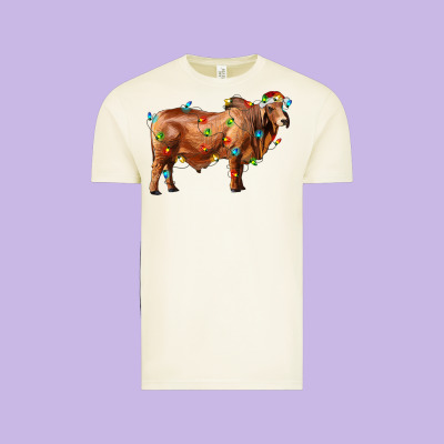 Brahman Bull With Christmas Lights Vintage Tee Designed By Ranaportraitstore