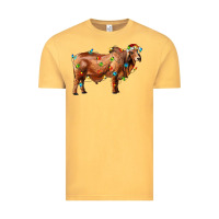 Vintage Mustard brahman bull with christmas lights Vintage Tee - RanaPortraitStore