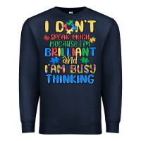 Navy dont speak much because im brilliant Premium Sweatshirt - MaliasSmallBusiness
