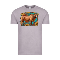 Vintage Zinc brahman bull with aztec sunflower and leopard background Vintage Tee - RanaPortraitStore