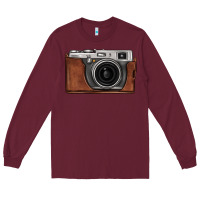 Burgundy vintage camera Long Sleeve Tee - FaDigitalArtStudio