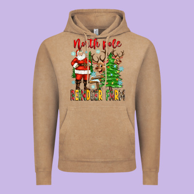 Vintage Hoodie north pole reindeer farm