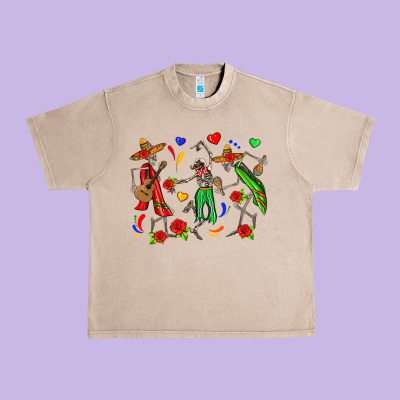 Mexican Skeletons Urban Heavy Tee Designed By Zillion Design Studio