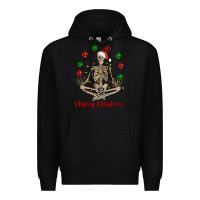 Black Merry Christmas skeleton Premium Hoodie - NancyCooperArtShop