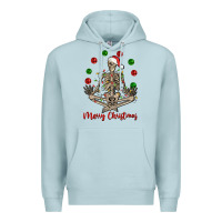Blue Mist Merry Christmas skeleton Premium Hoodie - NancyCooperArtShop