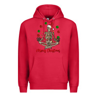 Cardinal Merry Christmas skeleton Premium Hoodie - NancyCooperArtShop