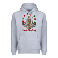 Heather Grey Merry Christmas skeleton Premium Hoodie - NancyCooperArtShop
