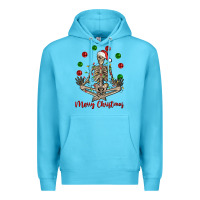 Ocean Blue Merry Christmas skeleton Premium Hoodie - NancyCooperArtShop