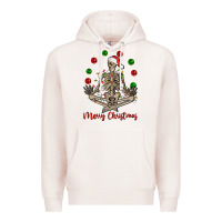 Pale Pink Merry Christmas skeleton Premium Hoodie - NancyCooperArtShop